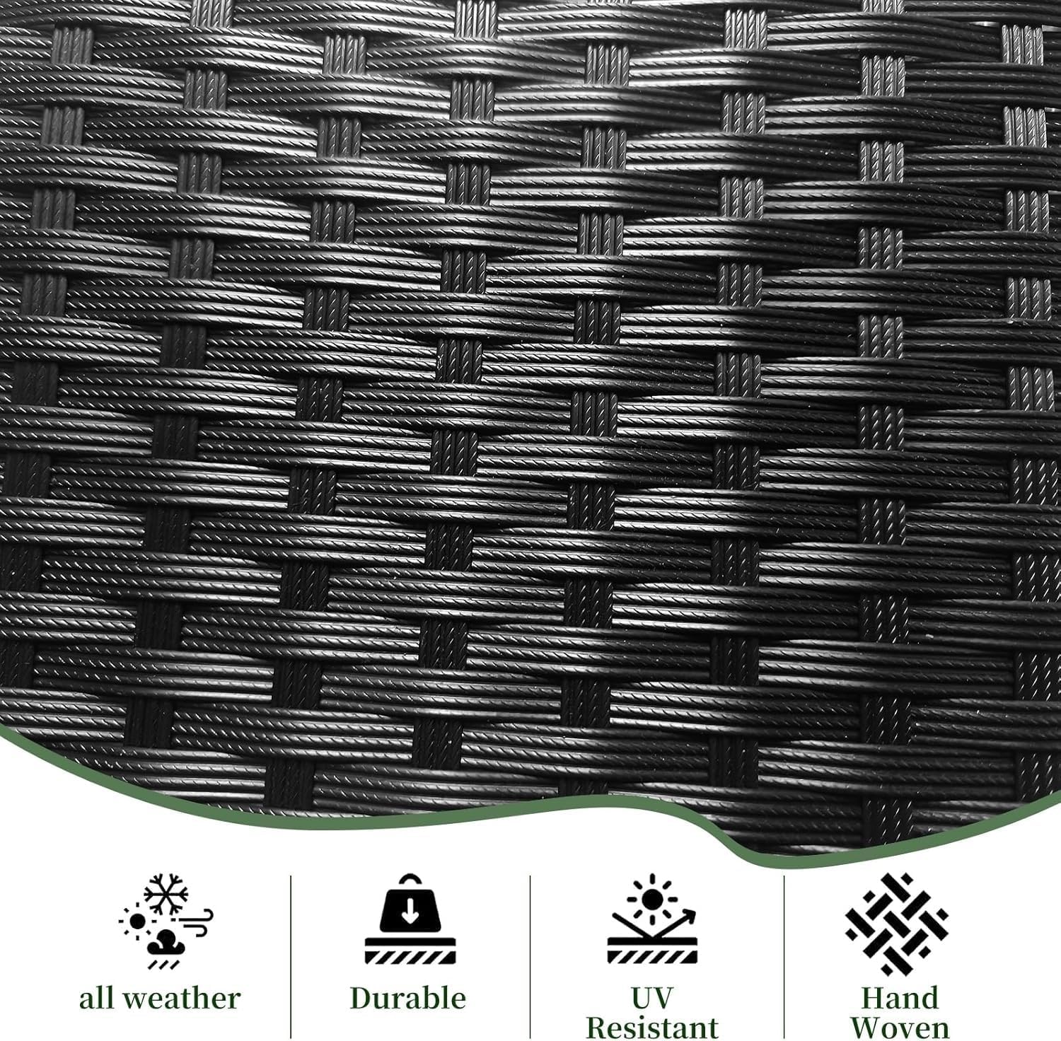 4-Piece Wicker Outdoor Patio Furniture Set Patio Chairs Seating Couch with Coffee Table All Weather Conversation Set for Backyard Porch Balcony