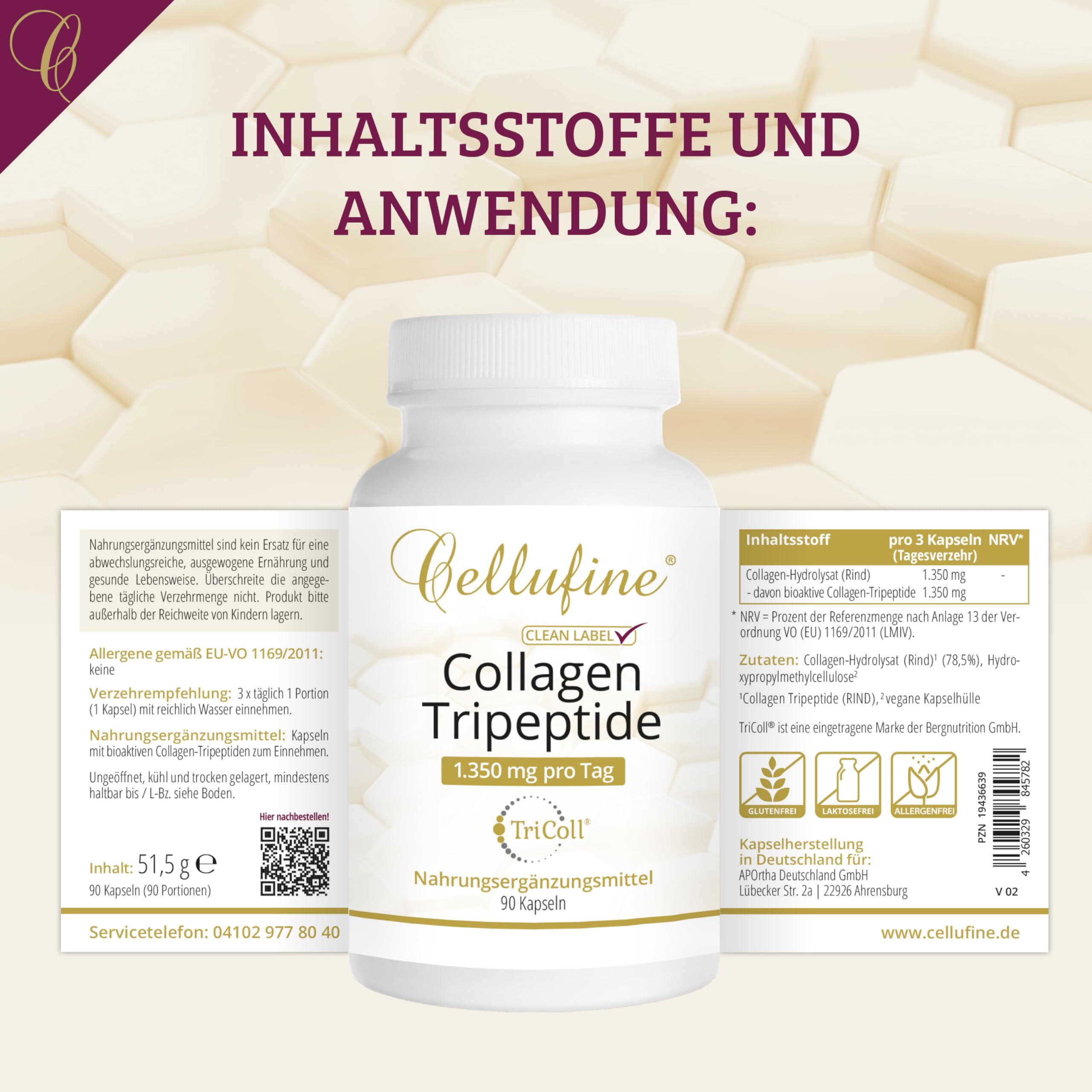 Cellufine® TriColl® Collagen Tripeptide (Rind) - 90 Kapseln