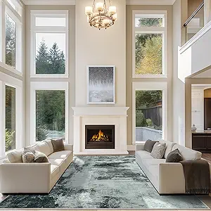 10x14 Area Rugs for Living Room Rug Washable: Abstract Large Rug Indoor Modern Carpet Non Slip for Dining Room Bedroom Nursery Home Office Black White