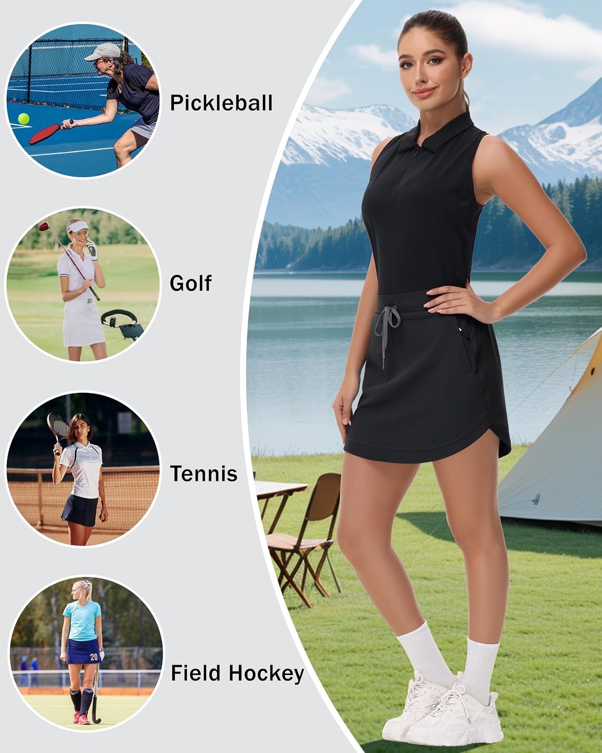 MIVEI Women's Golf Athletic Skorts Quick Dry Lightweight Summer Dressy Casual Skirts with Liner Pickleball Hiking Zip Pockets