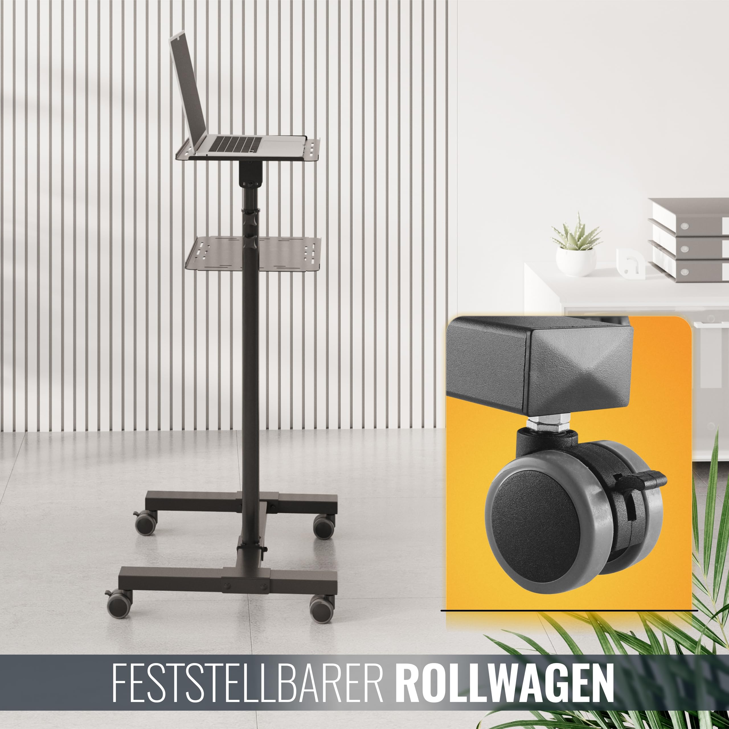 RICOO Beamer Ständer Stativ mit Rollen Höhenverstellbar CZ0800 Ständer für Projektoren Beamerständer Standfuß bis 10 Kg je Ablage Regal Laptoptisch Mobile Notebook Halterung Stand
