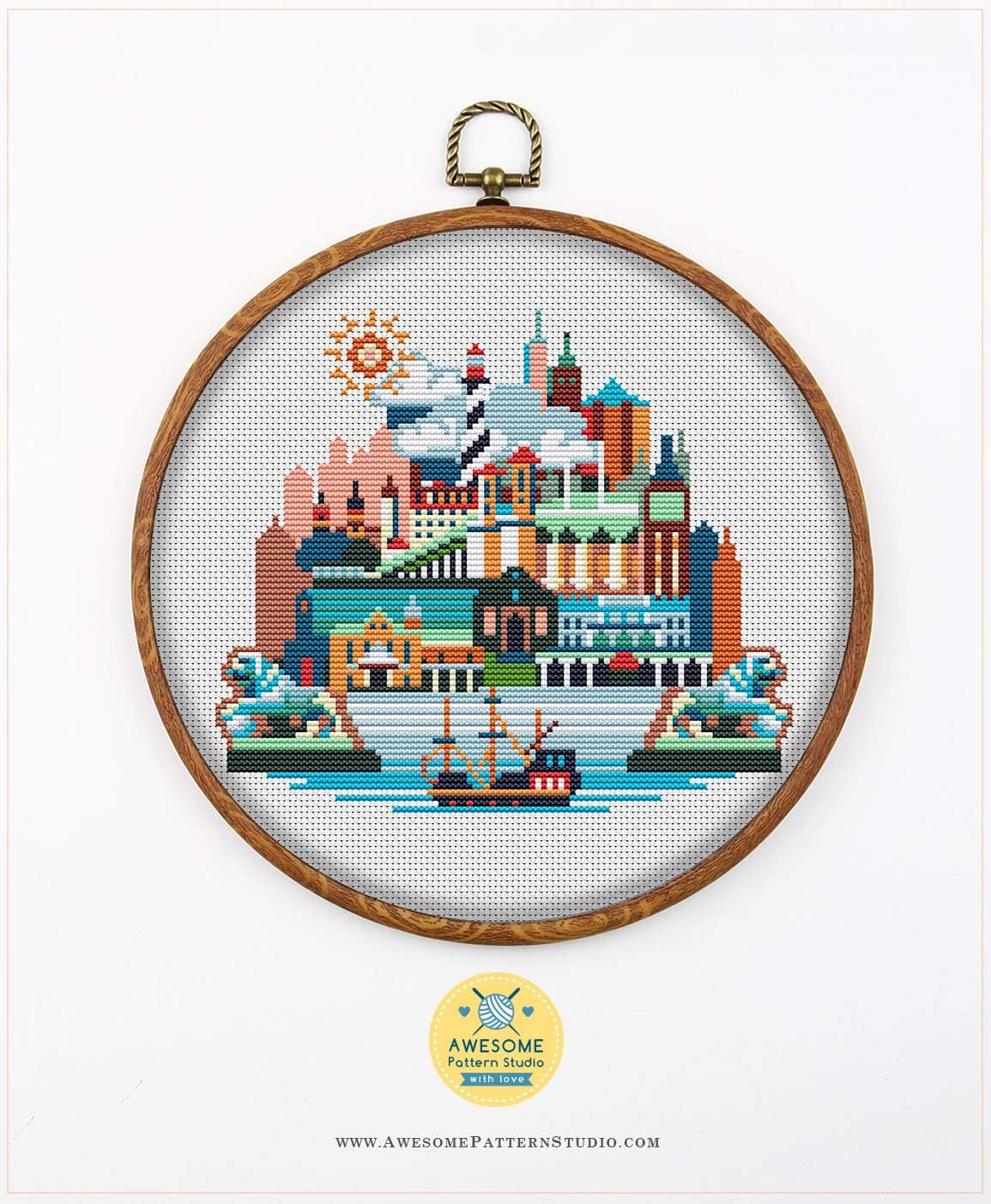 Arts Crafts Sewing St Augustine K104 Counted Cross Stitch Kit 2 Needles Embroidery Pattern Kit Fabrick And 4 Printed Color Schemes Inside Threads Needlework