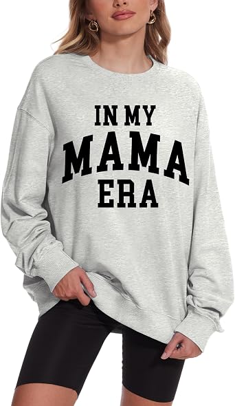 Vivimeng Mama Sweatshirts for Women Oversized Mom Sweatshirt In My Mama Era Crewneck Pullover Sweater