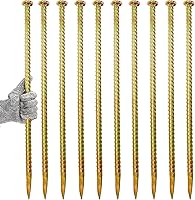 Hacaroa 10-Pack 16" Heavy Duty Galvanized Steel Rebar Stakes - 1/2" Ground Anchors for Tents, Gardens, Speed Bumps & Wheel Stops