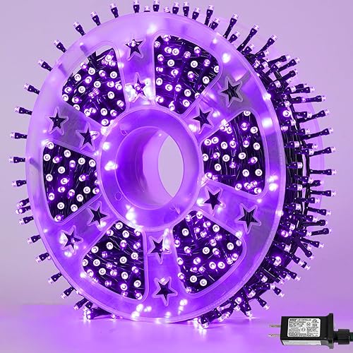 Miniatura 19 de QITONG 500 luces LED de Navidad de color blanco cálido, tira de luces de Navidad de 165 pies para exteriores, impermeable, con enchufe, cable verde,