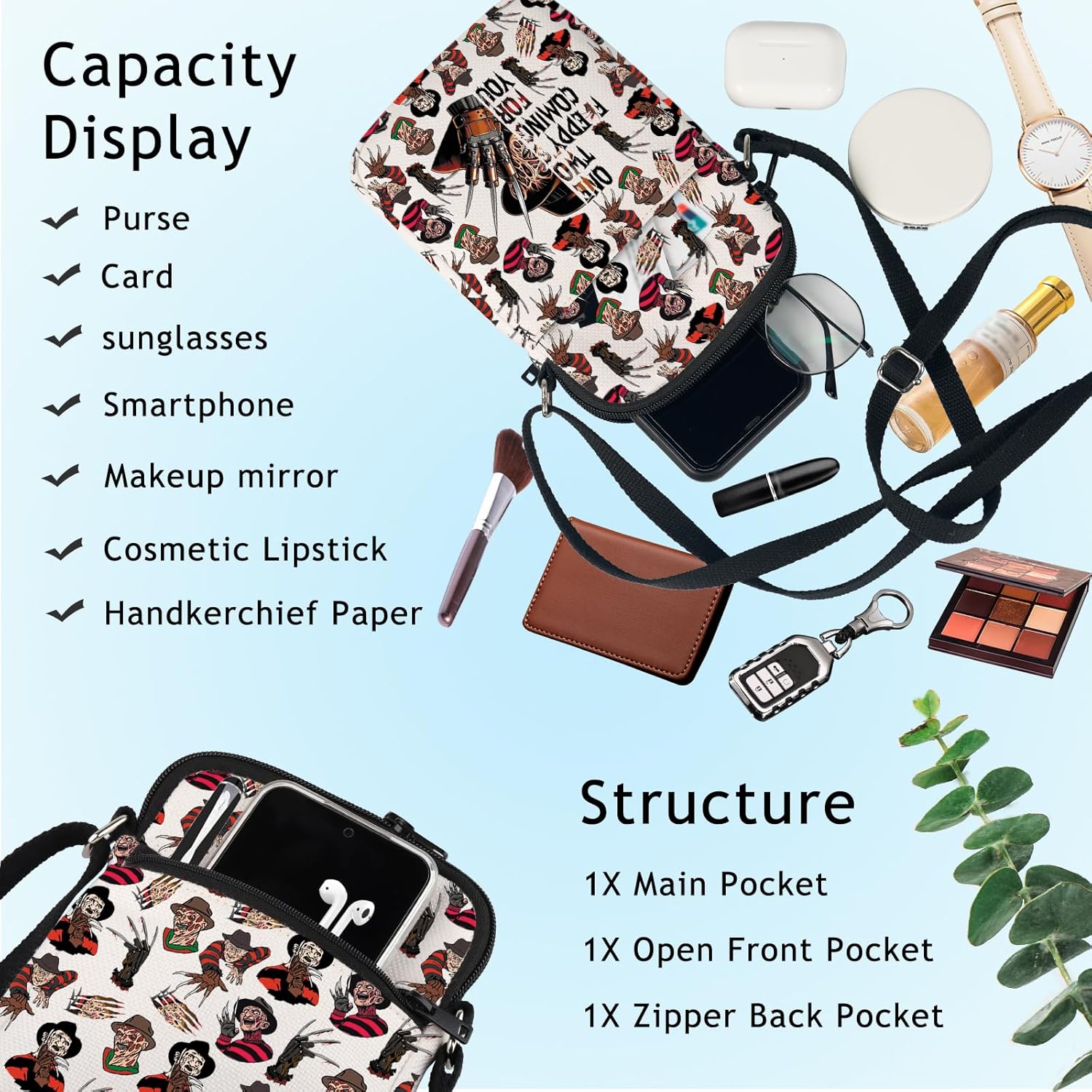 BWWKTOP Dream Stalker​​ Crossbody Bag Slasher Inspired Gifts Horror Killer Shoulder Bag Horror Movie Merch - Image 6