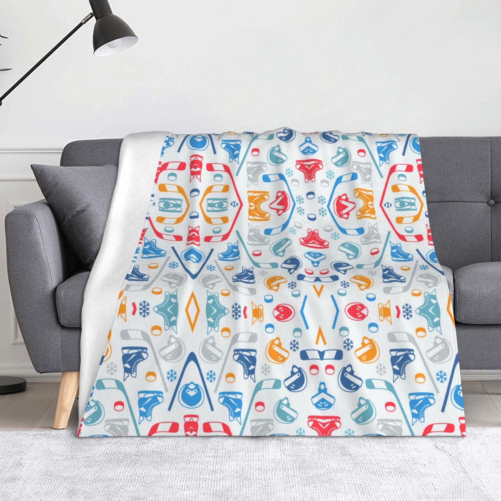 Couverture polaire en flanelle douce pour camping et voyage hockey