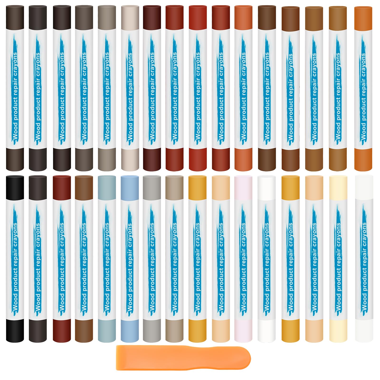 Anglekai 32PCS Furniture Repair Kit, Colorful Wood Filler Stick Floor Scratch Kits, Wooden Repair Wax Sticks for Repairing Scratches