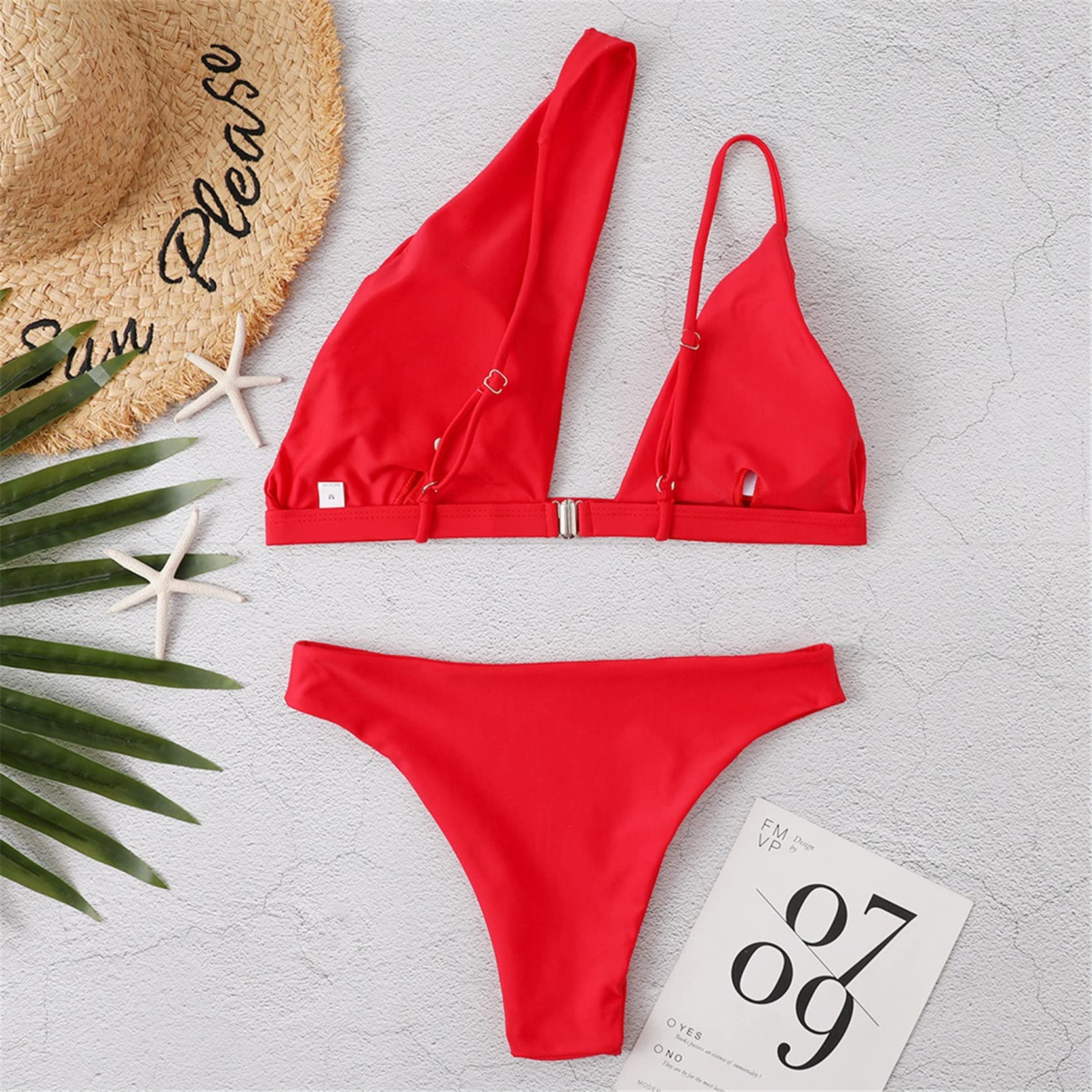 Donna Due Pezzi Elegante Bikini Swimwear, Sexy del ritaglio delle donne bikini monospalla Set 2 Pezzi Swimsuit Swimwear imbottito Wirefree superiore e triangolo inferiore costume da bagno Classico 2 P