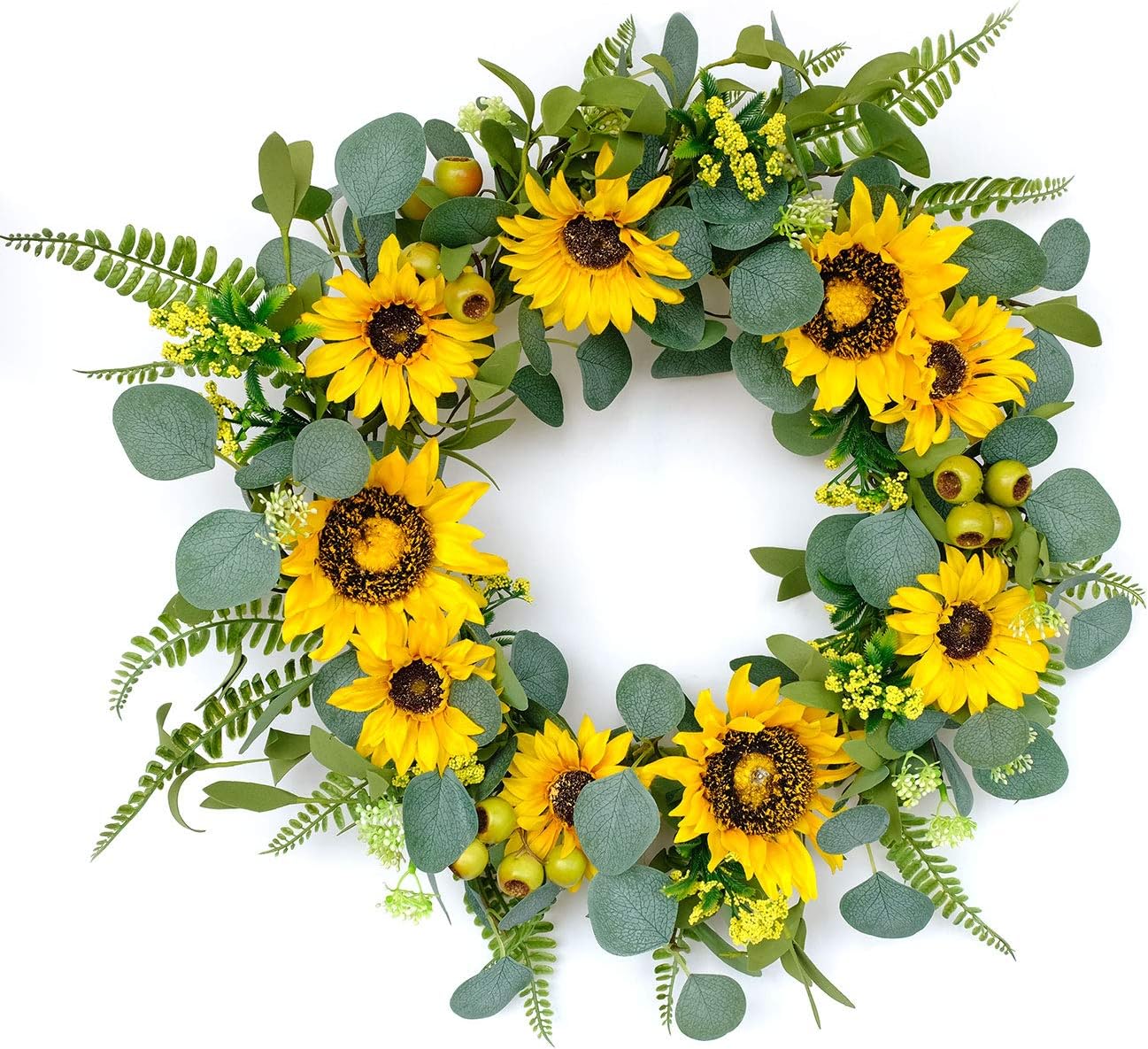 idyllic 18”Artificial Sunflower Spring Wreath Rustic