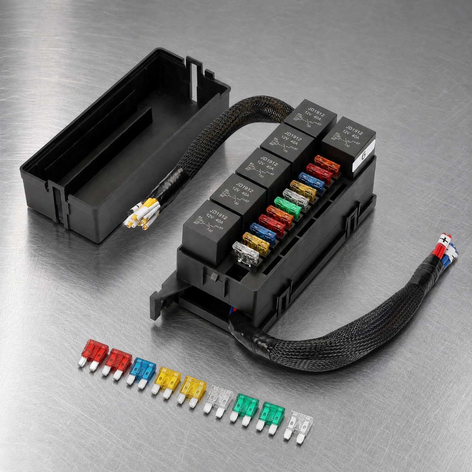Almencla Boîtier Distributur Électrique Automobile à Six Couvercle à Fermure Rapi Bornes Montage Intégrées pour Organisation s Circuits Dans Véhicules, Style B