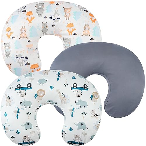 Juego de 3 fundas de almohada de lactancia para madres que amamantan, ultra suave, ajuste elástico, almohadas de lactancia estándar, elefante,