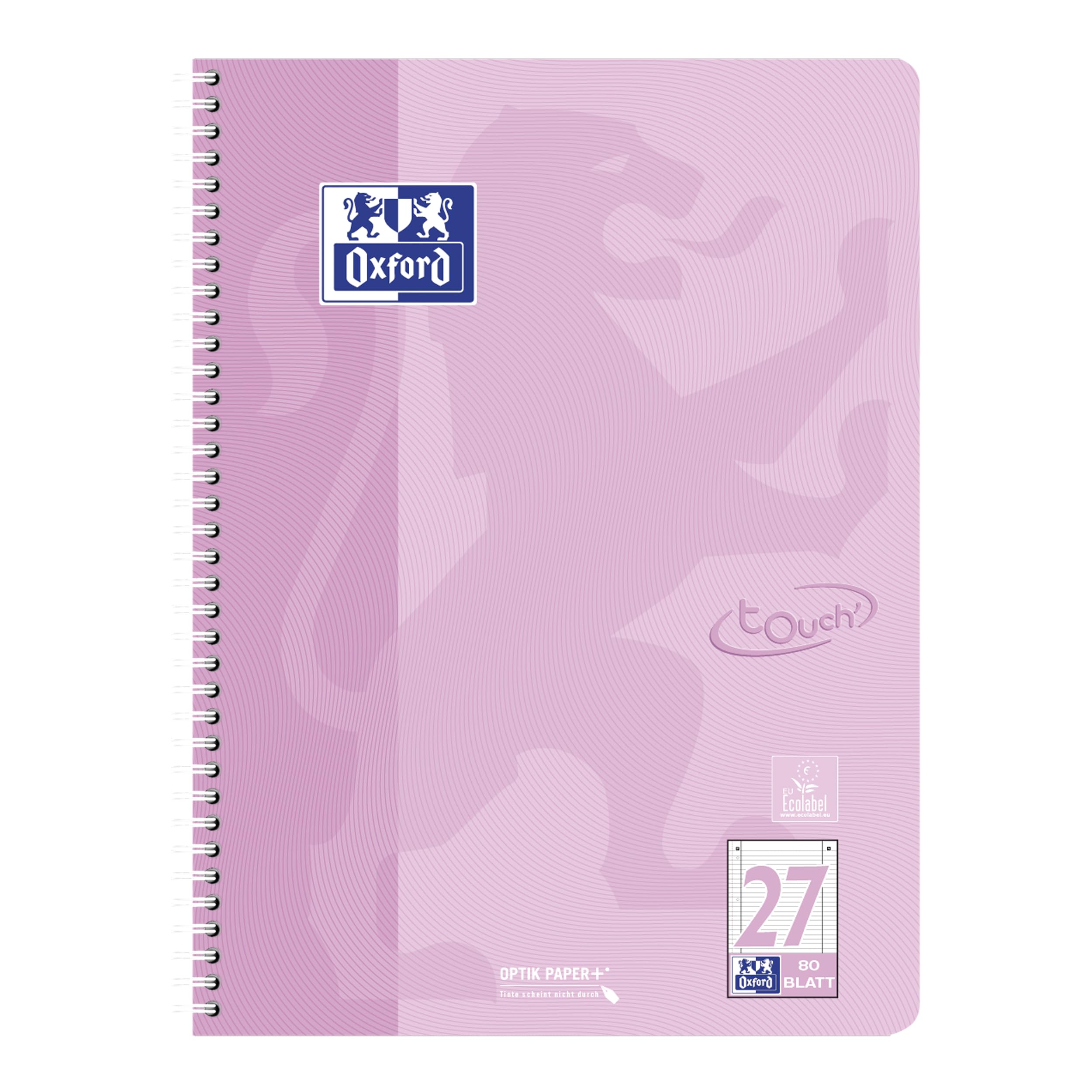 Oxford Touch Lot de 10 cahiers A4 lignés avec double marge 160 pages 5 couleurs pastel