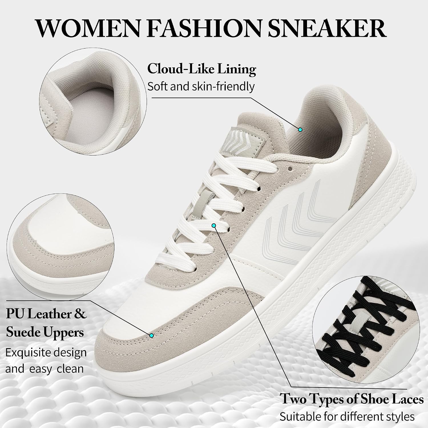 Womens Comfortable Walking Sneakers: Cloud-Like Lining & Cushion Insole for Daily Wear - Round Toe & PU Uppers for Confidence Street Activities - Social Outings Women image 4