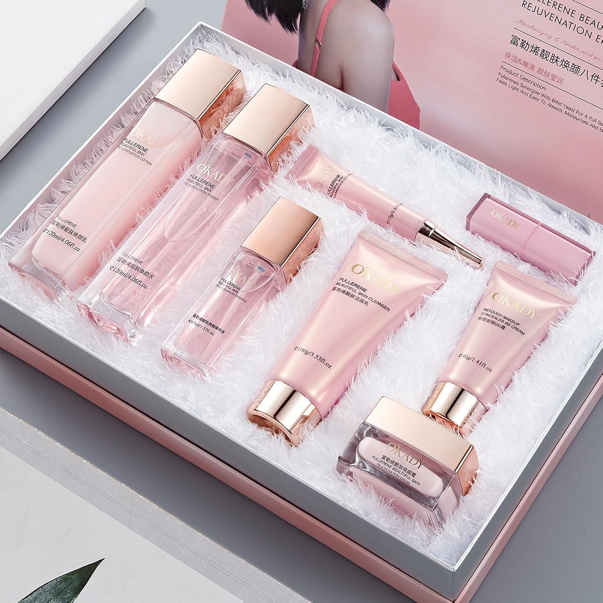 8-in-1 Skincare & Makeup Gift Set with Antioxidant Complex – Cleanser, Toner, Lotion, Serum, Eye Cream, BB Cream & Velvet Lip Color – Hydrating Routine for All Skin Types, Daily Glow Essentials