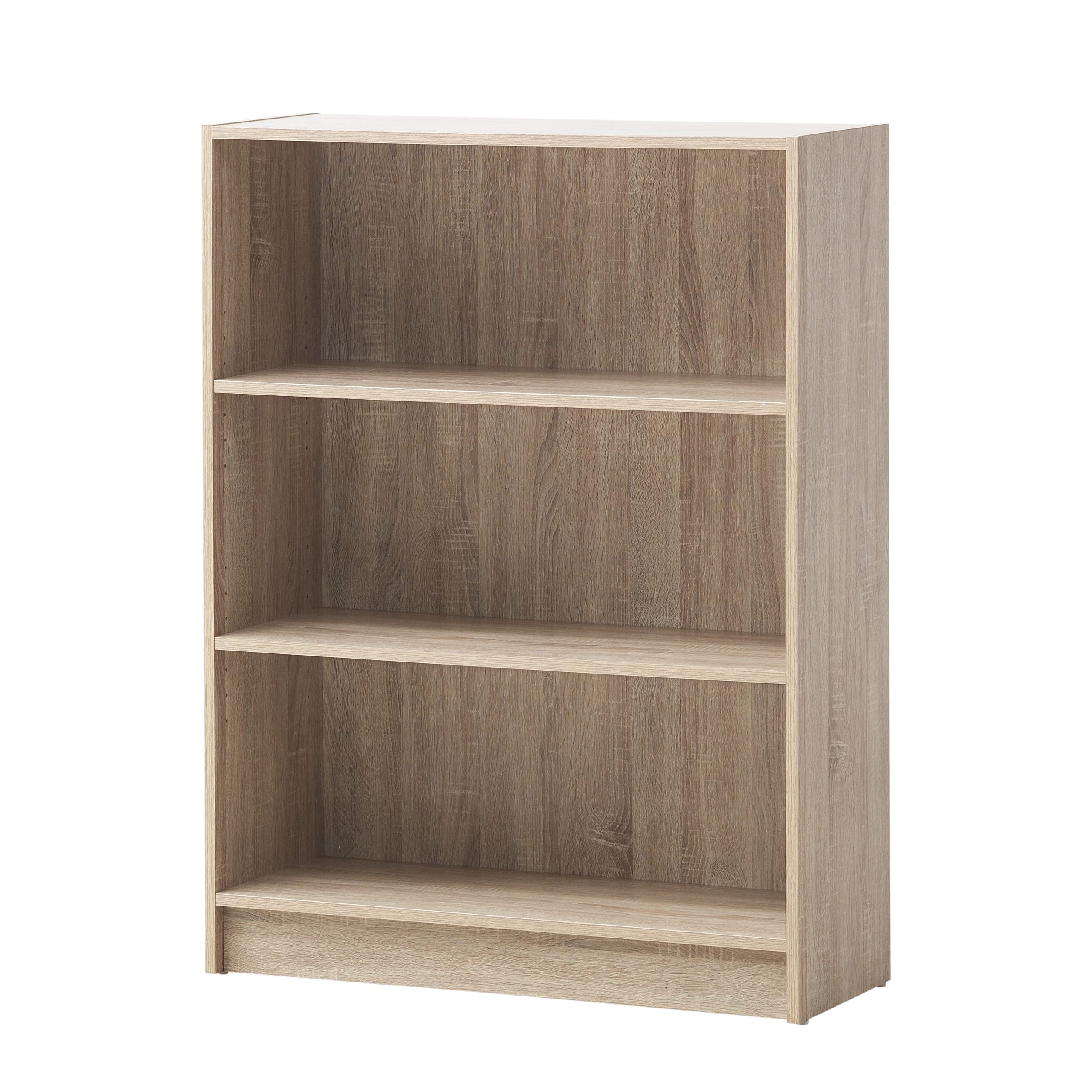 Timber Art Design Uk 3 Tier Bookcase Wide Display Shelving Storage Unit Wood Furniture Sonoma Oak Colour