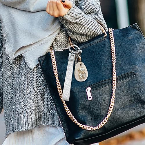 Miniatura 4 de Llavero de cuero de microfibra, llavero con 5 llaveros y anillo en D antipérdida