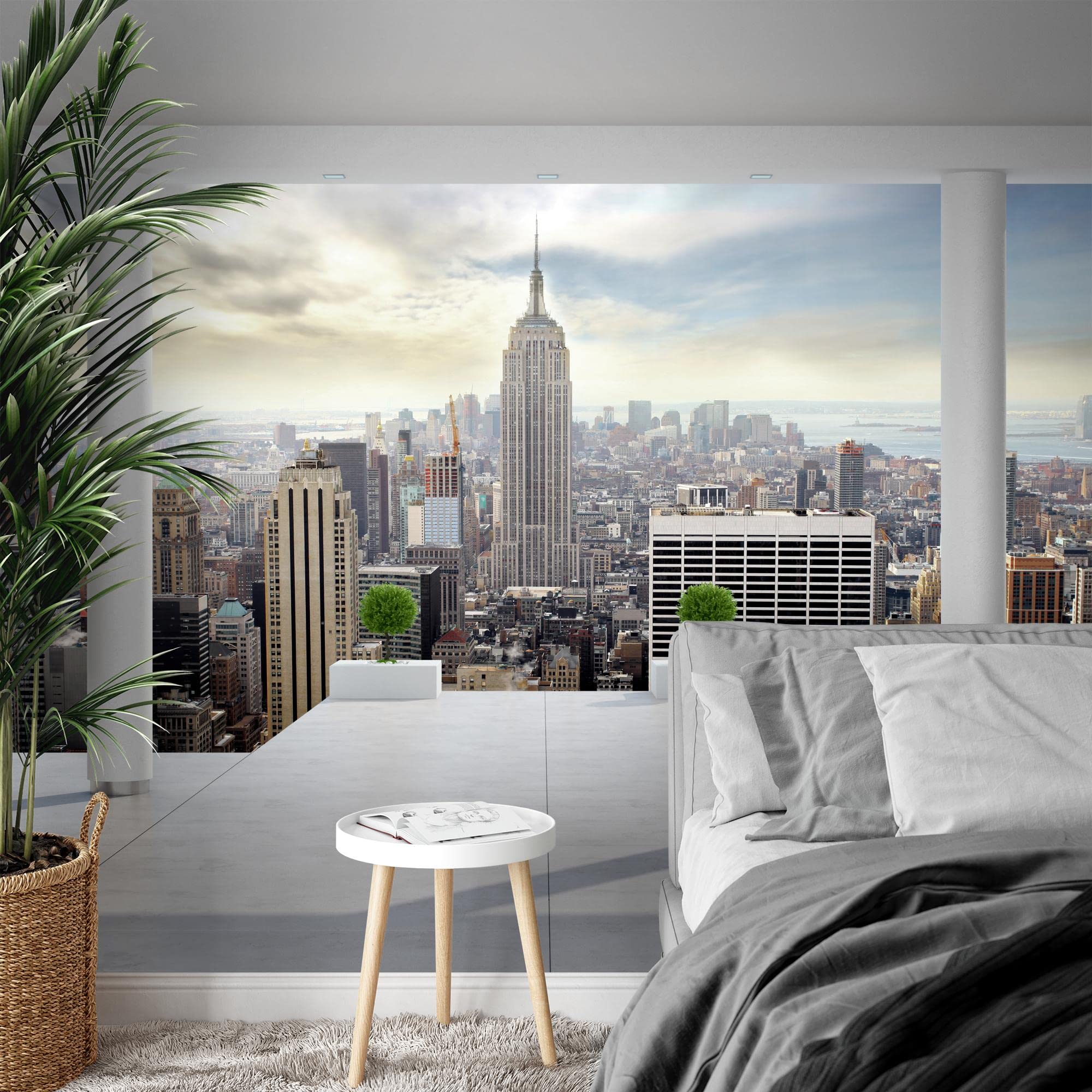 Runa Art Photo Wallpaper New York Balcony 352 x 250 cm Non-Woven Wall Art XXL Moderne Living Room Bedroom Blue 9204011a - Image 4