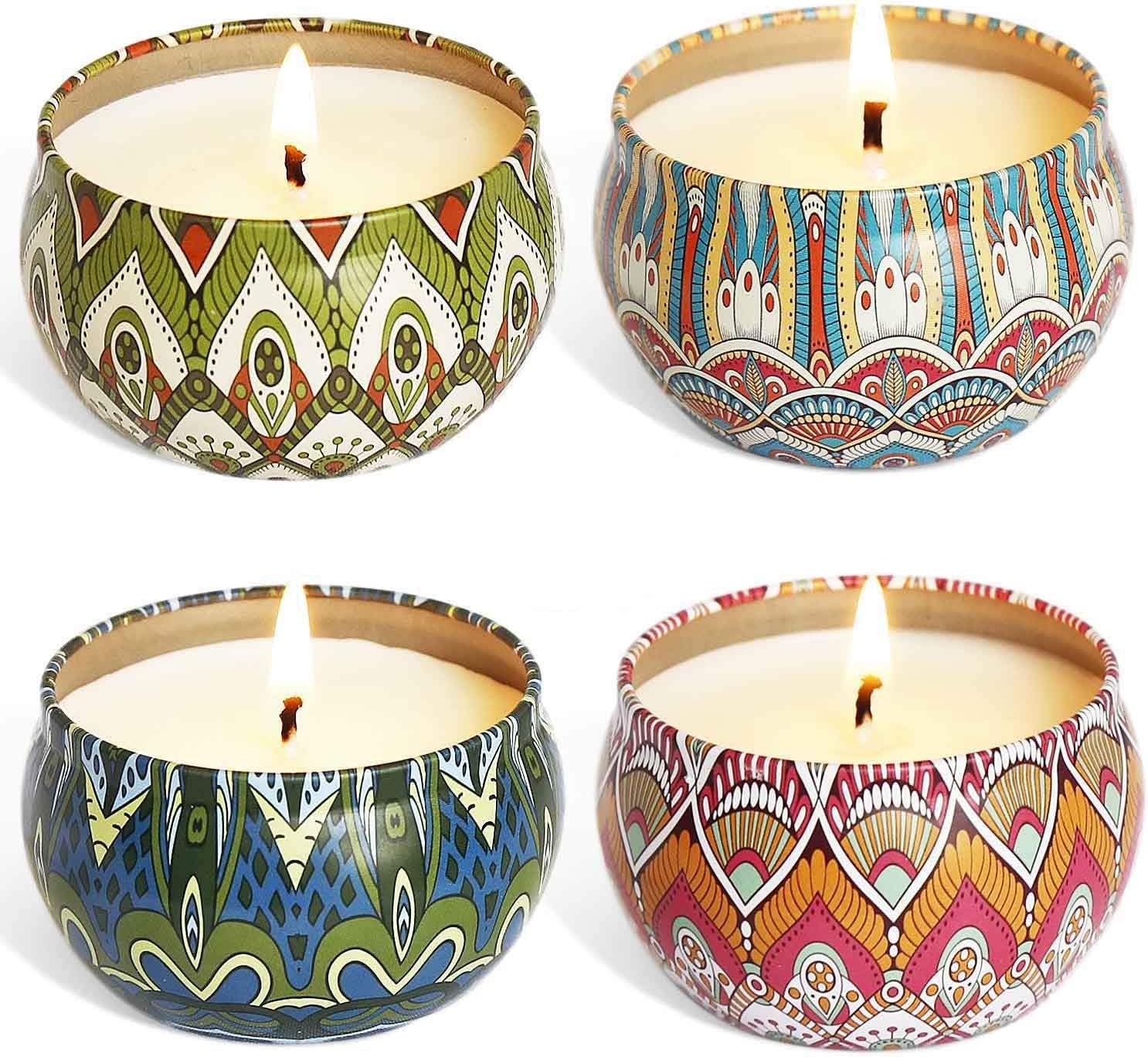 Scented Candles Gift Set Portable Travel Tin Candles Made of 100% Soy Wax (Orange)