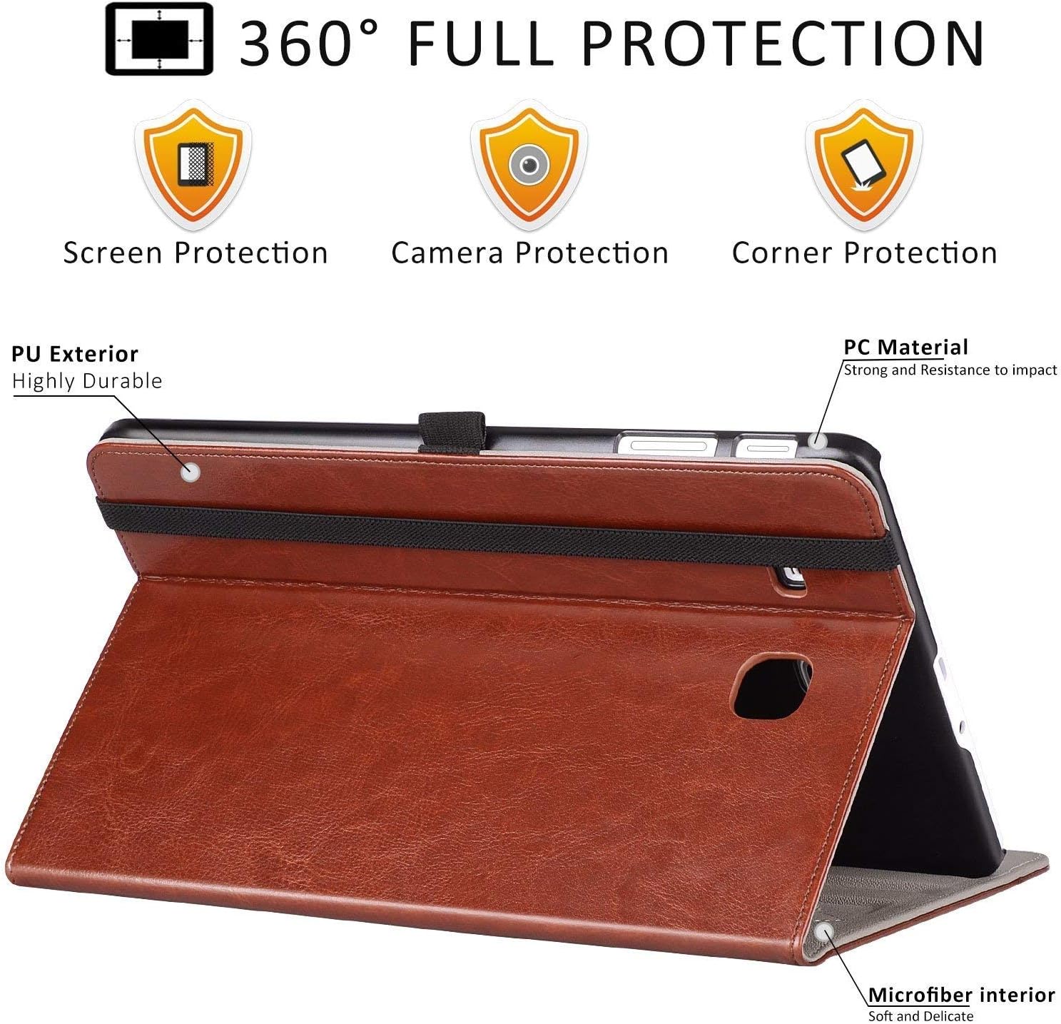 Ztotop Case for Samsung Galaxy Tab E 9.6, Leather Folding Stand Folio Cover for Samsung Galaxy Tab E Wi-Fi/Tab E Nook 9.6-inch Tablet(SM-T560/T561/T565 & SM-T567V),Brown