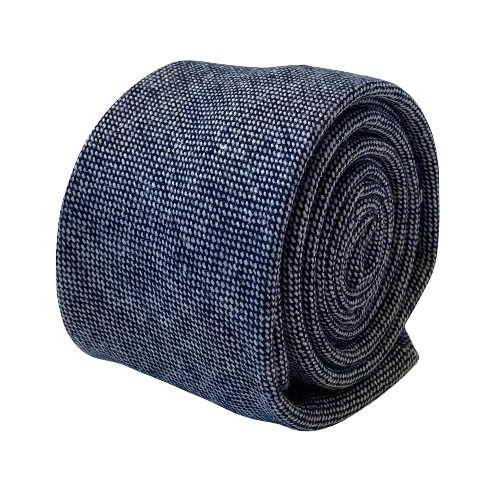 Frederick Thomas Men's Navy 100% Wool Blue And White Speckled Pattern Tie, Classic Slim 6.5Cm Width ’S Neckwear, Ideal For Formal And Smart Casual Wear