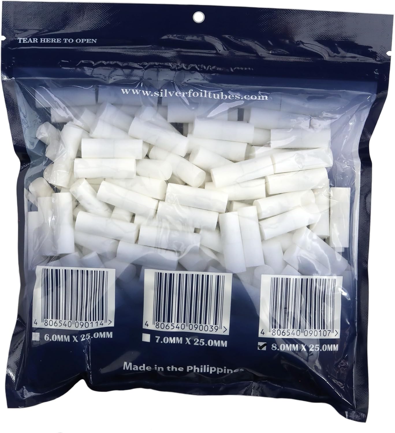 Rollo Charcoal Filters 8mm x 25mm – 200 Count Long Regular Filter Tips with Activated Carbon – Clean Draw Accessory for Hand Rolling