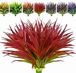 8 Pcs Outdoor Fake Plants UV Resistant Artificial Tall Grass Plants Faux Tropical Flowers Bushes Fall Winter Summer Planters Yard Patio Front Porch Décor Plastic Greenery Shrubs Decoration