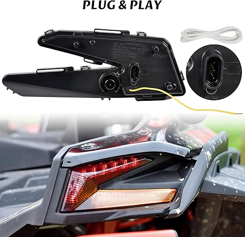 Miniatura 5 de SAUTVS Luces traseras LED con luz de señal de giro amarilla para Can-Am Maverick X3 XDS XRS Max Turbo R 2017-2025 Accesorios (2 unidades, #710004744)