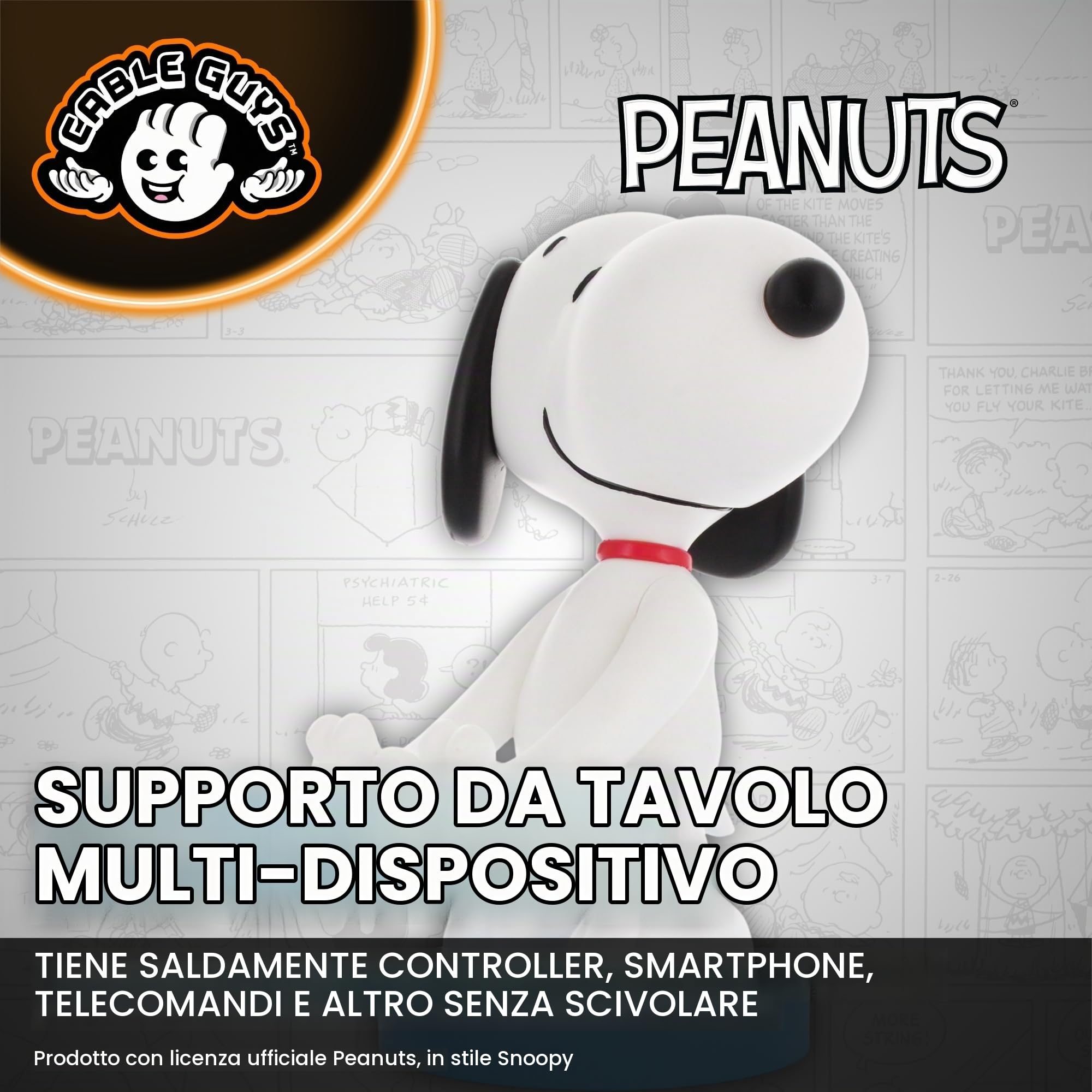 Cableguys Peanuts Figura Gaming Snoopy - Supporto per controller o smartphone - 20 cm