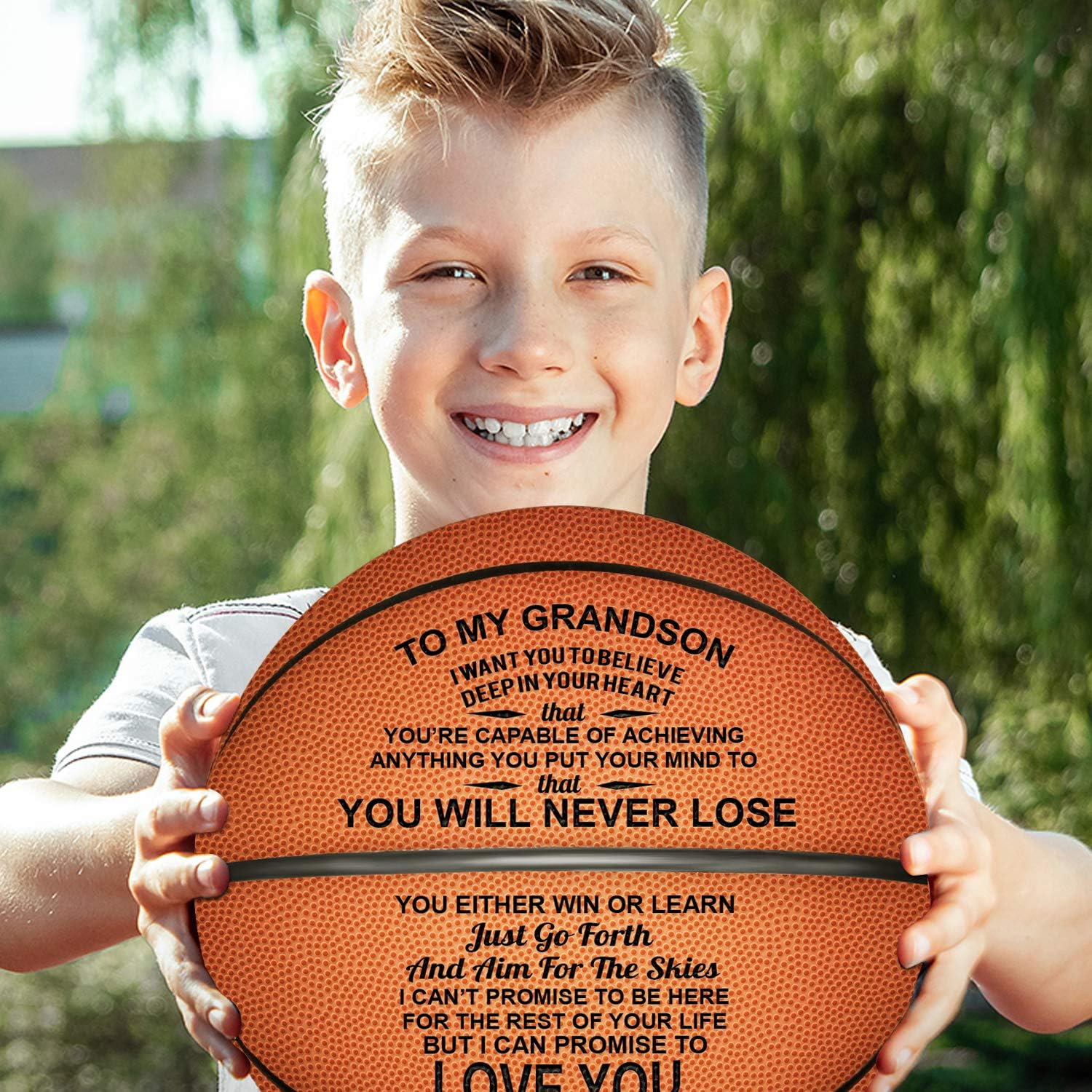 Engraved 29.5 Inch Basketball - Personalized Indoor/Outdoor Game Ball For Son & Grandson - You Will Never Lose Encouragement Gift for Christmas, Graduation, Birthday