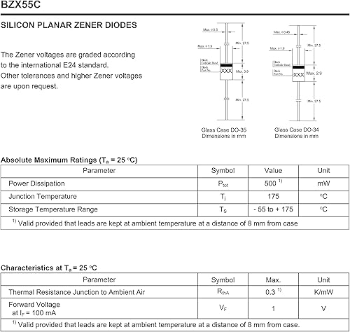 Miniatura 7 de 30 valores x 20 piezas 1W kit de diodo Zener 1N4727A a 1N4756A DO-41 3.0V a 47V
