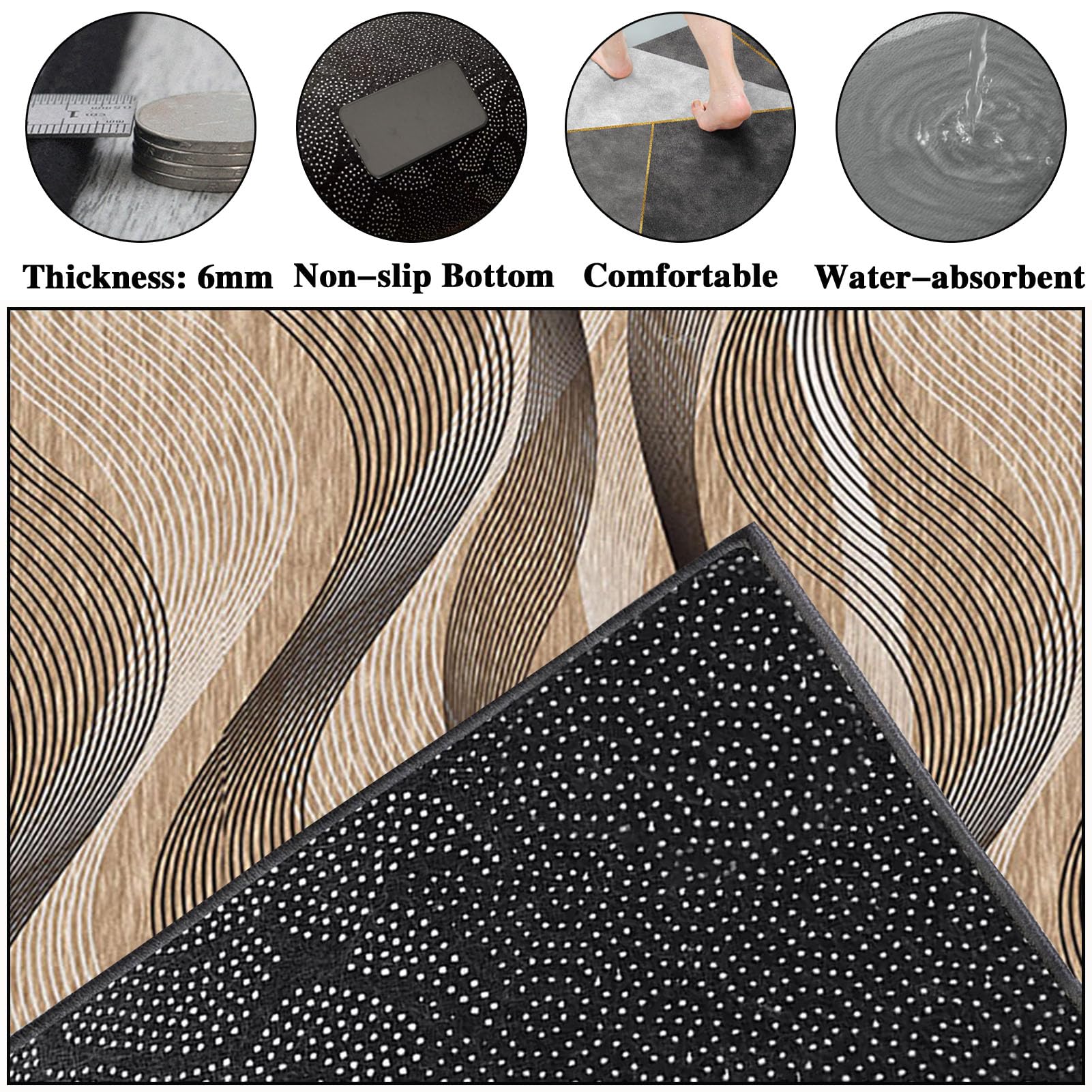 Tapis de Passage pour Couloir Long 120 x 140 cm Tapis Cuisine Devant Evier Antidérapant et Lavable Tapis de Couloir Long Moderne Absorbant Tapis d Entree Interieur Tapis de Porte pour Salon Chambre