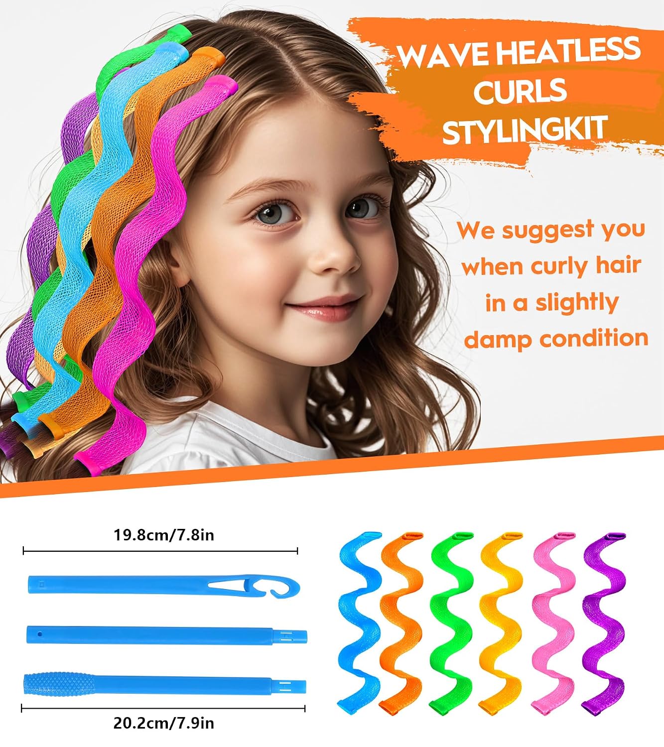 30 Pcs Heatless Hair Curlers Wave Curls Styling Kit with 2 Pcs Styling Hooks, No Heat Hair Curlers Heatless Wave Curlers for Women Girls Long Medium Short Hair (6 Colors, 30 cm/11.81 inch) image 5