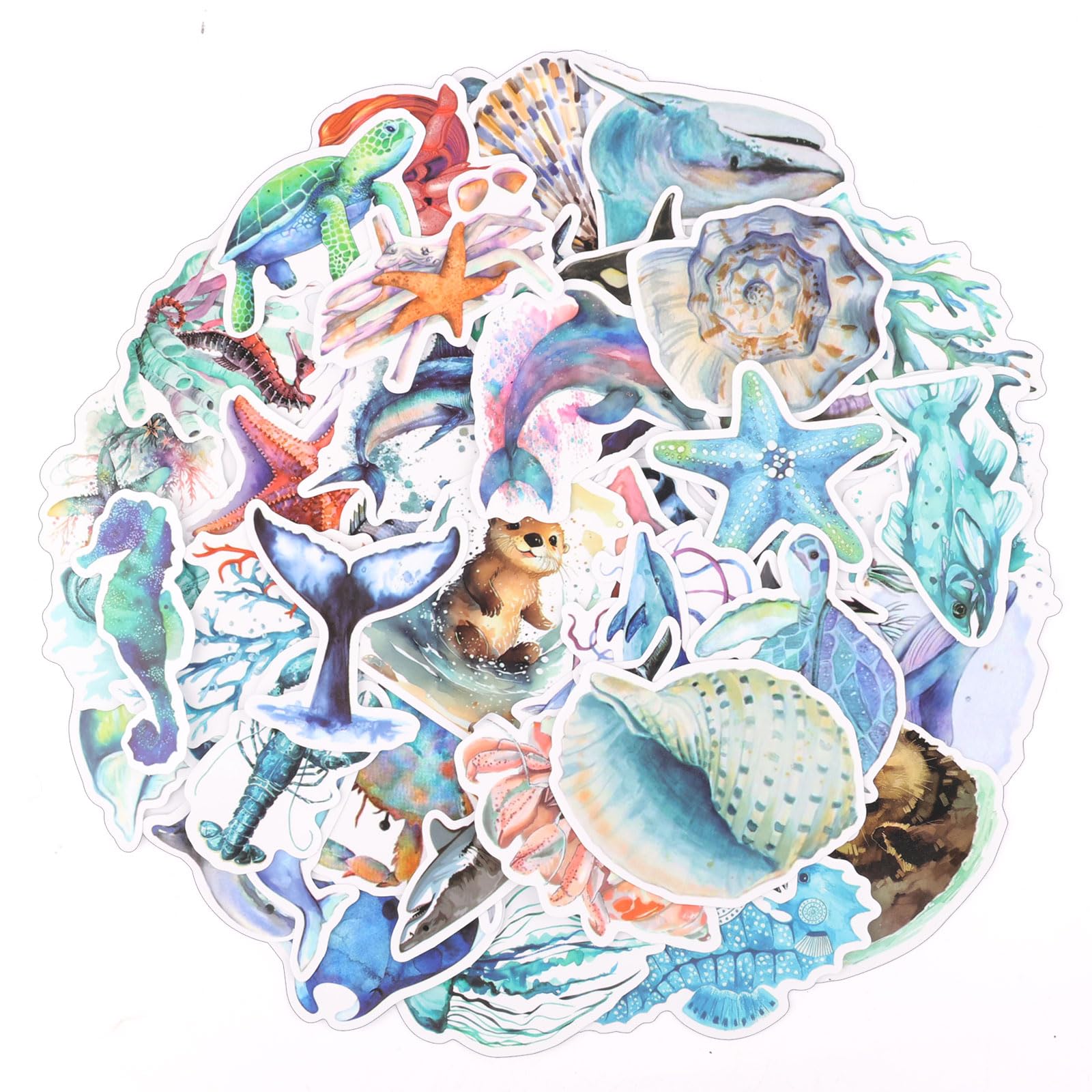 50pcs Sea Animal Stickers - Ocean & Marine Life Stickers for Kids - Waterproof, Suitable for Bottles, Laptops, Scrapbooks, Phones & Crafts DIY