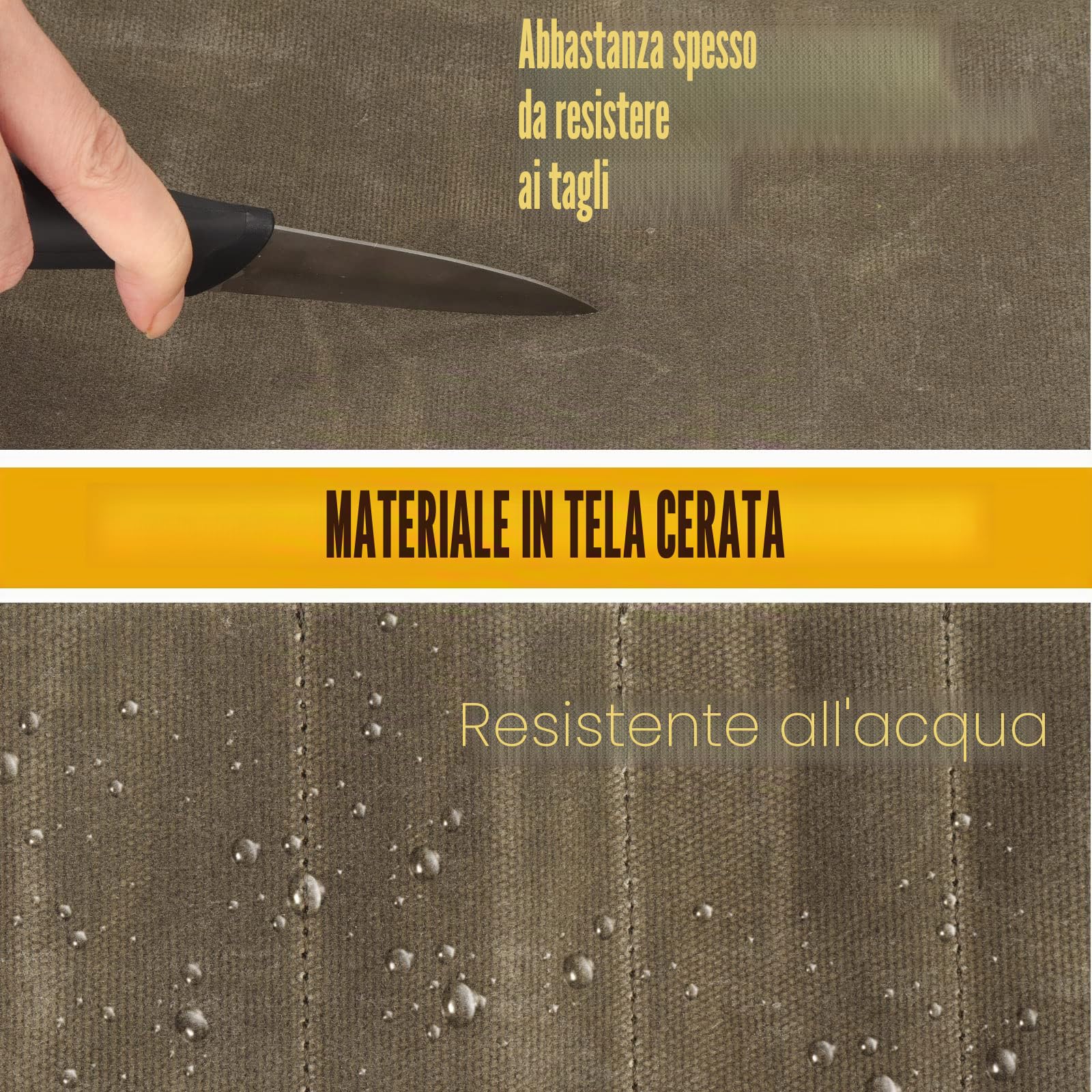 FIREDOG Borsa arrotolabile per coltello (10 tasche), in tela cerata per chef, custodia per trasporto, con manico e tracolla (coltelli non inclusi), Verde, Classico