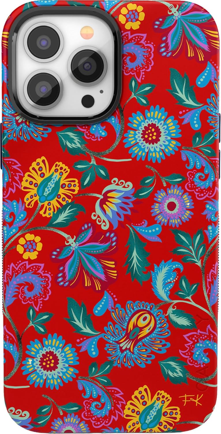 Casely iPhone 13 Pro Max Case | Painted Flowers | Frida Kahlo Floral | Bold Protective Design | Compatible with MagSafe