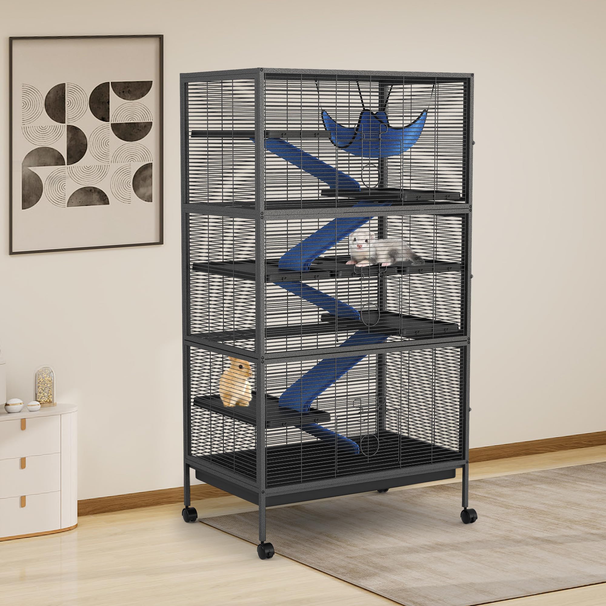 Garvee Metal Cage for Ferrets & Small Animals -7