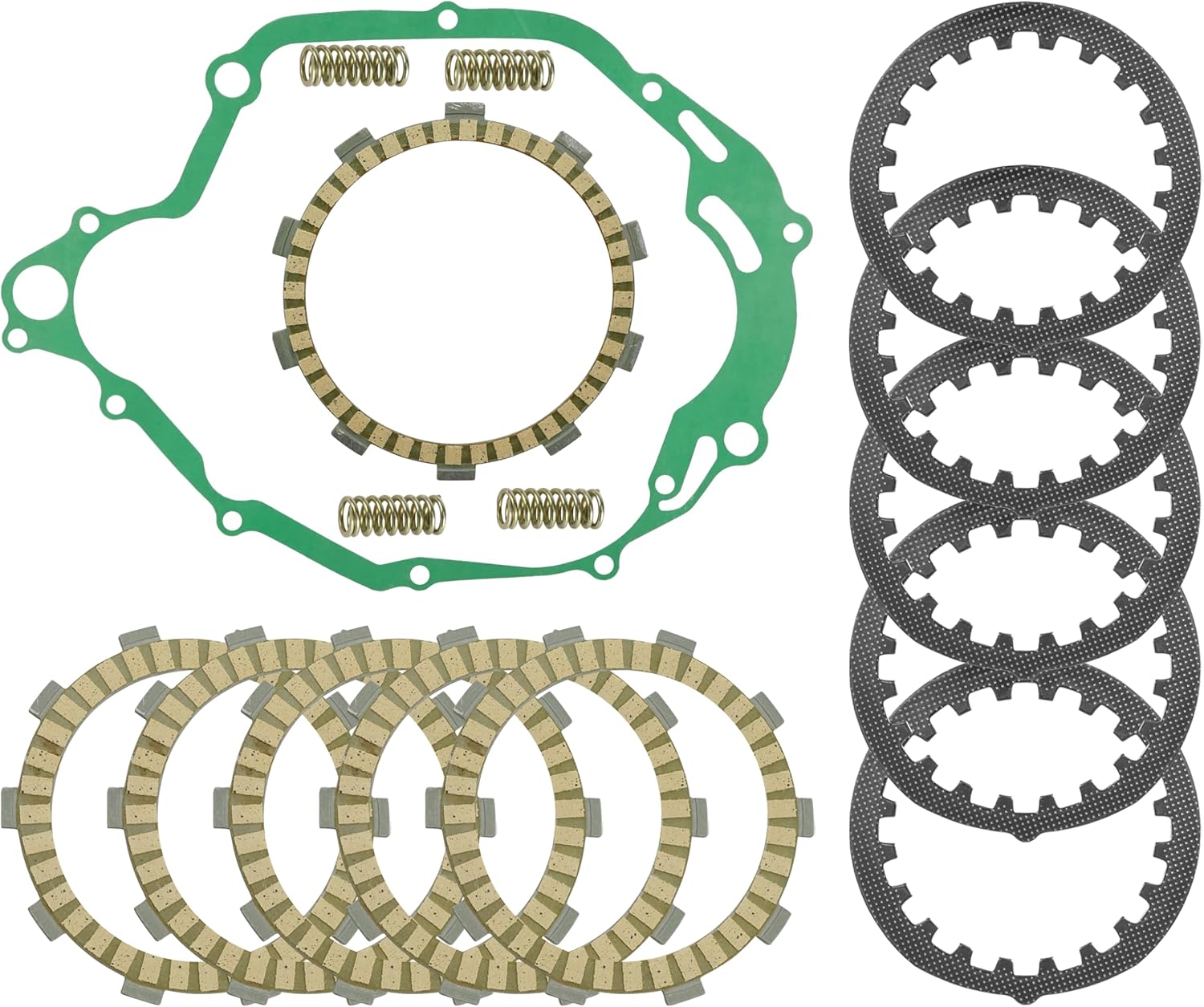 Caltric Clutch Friction Steel Plates Springs Gasket Kit Compatible with Yamaha Serow XT225 1992-2000 / TTR225 TT-R225 1999-2004 / TTR230 TT-R230 2005-2023