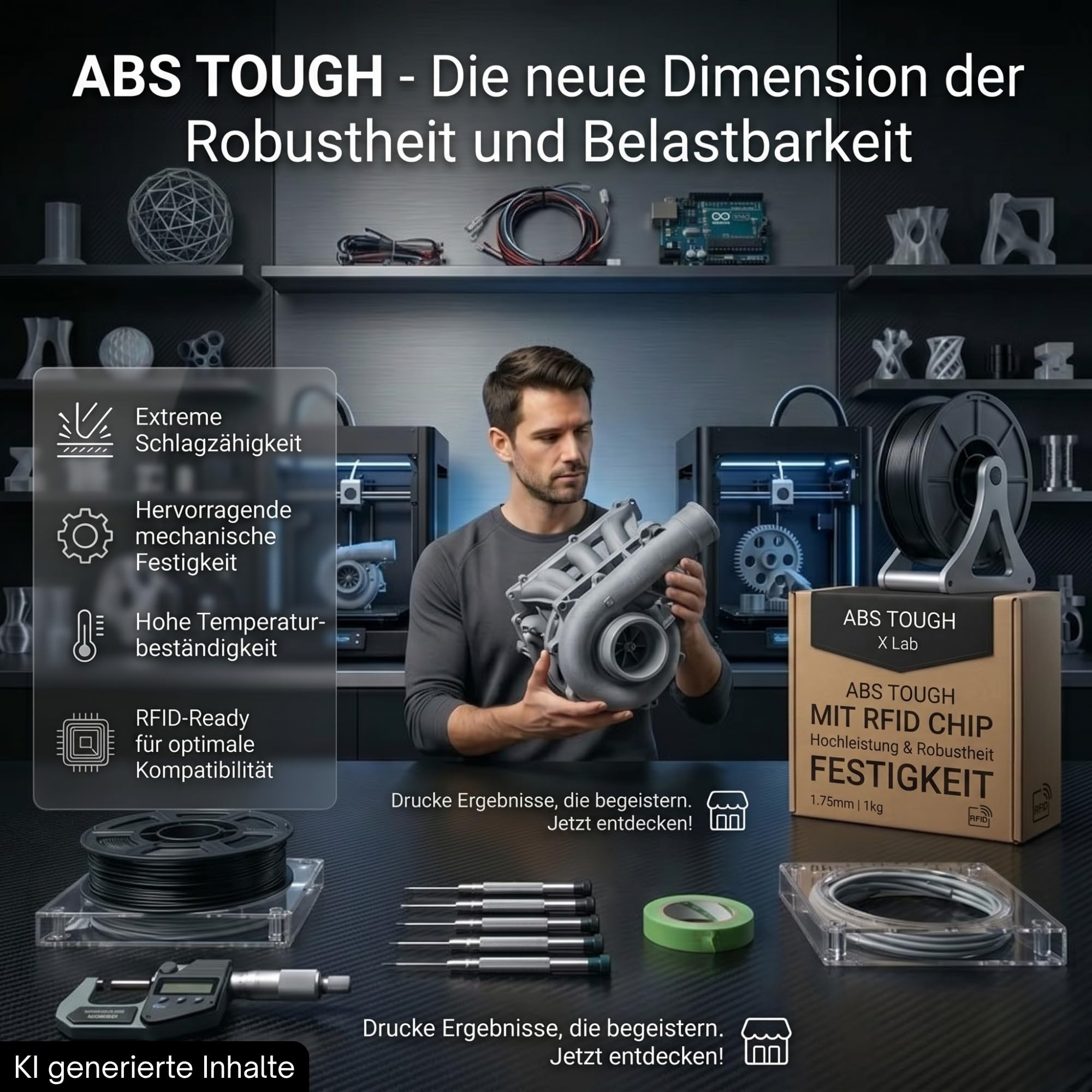 Filament ABS z chipem RFID pasuje do drukarki 3D Bambu Lab 1,75 mm biały z cewką P1S P2S H2D A2L H2C H2D H2S A1 Mini