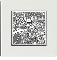 Vista 100 de O3 Design Studio Mapa de corte de papel Madrid negro mate de 20 x 20 pulgadas