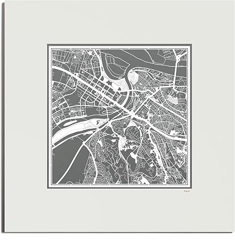 Miniatura 100 de O3 Design Studio Mapa de corte de papel Madrid negro mate de 20 x 20 pulgadas