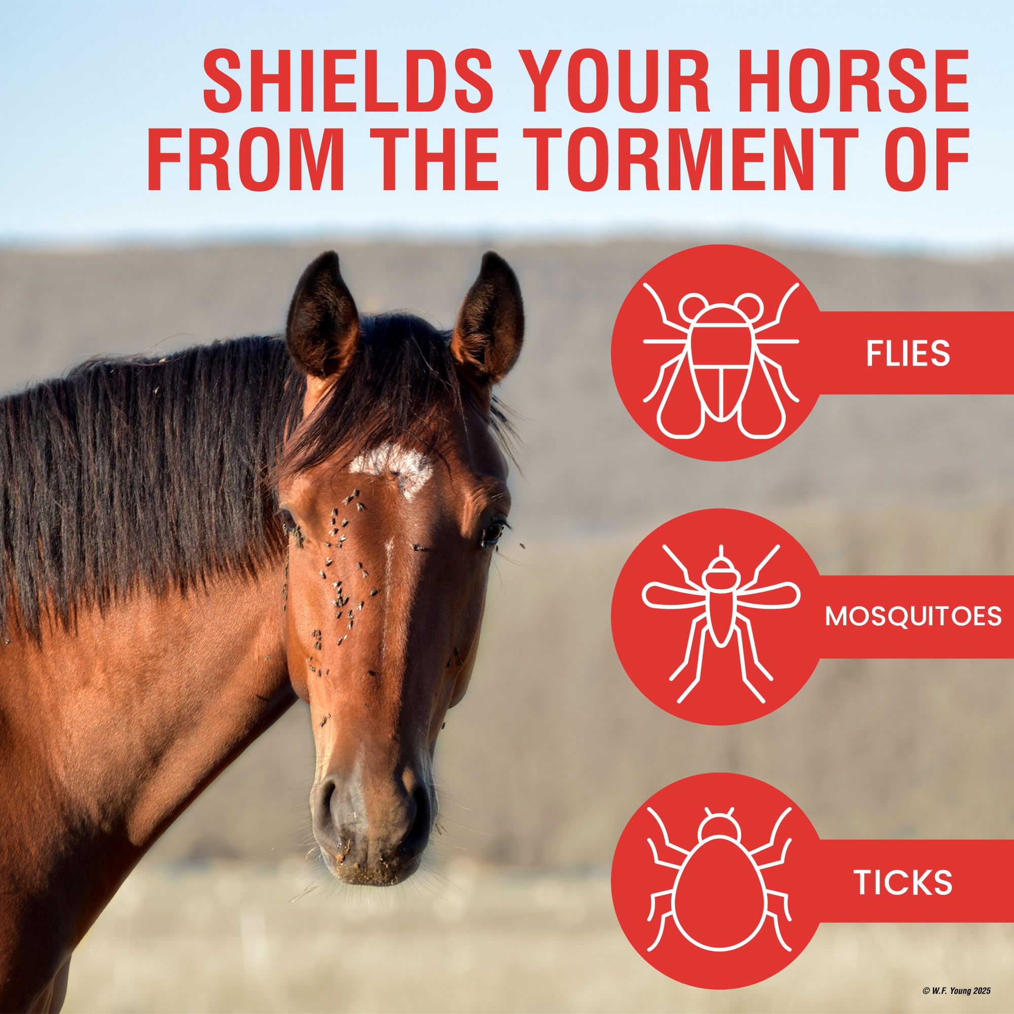 Absorbine UltraShield Red Fly Spray, Insecticide and Repellent for Horses & Livestock, Stays Active Up to 7 Days, 32oz Quart Spray Bottle - image 5