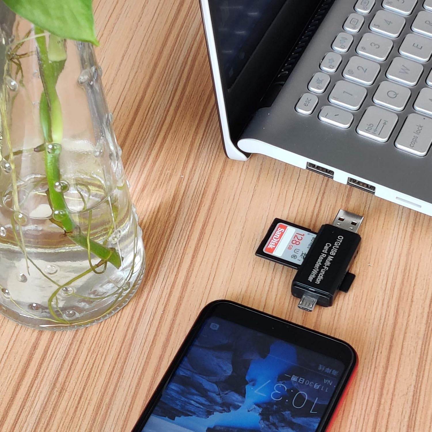 USB 2.0 Portable Memory Card Reader Become Micro USB OTG Adapter for SDXC, SDHC, SD, MMC, RS-MMC, Micro SDXC, Micro SD, Micro SDHC Card and UHS-I Card