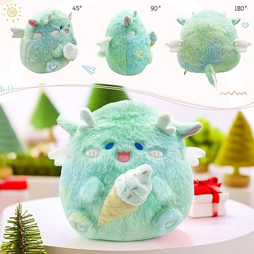 Miniatura 5 de Knoble Almohada de felpa de ajolote arcoíris, animales de peluche de ajolote verde, peluche suave, adorable peluche de salamandra, decoración de