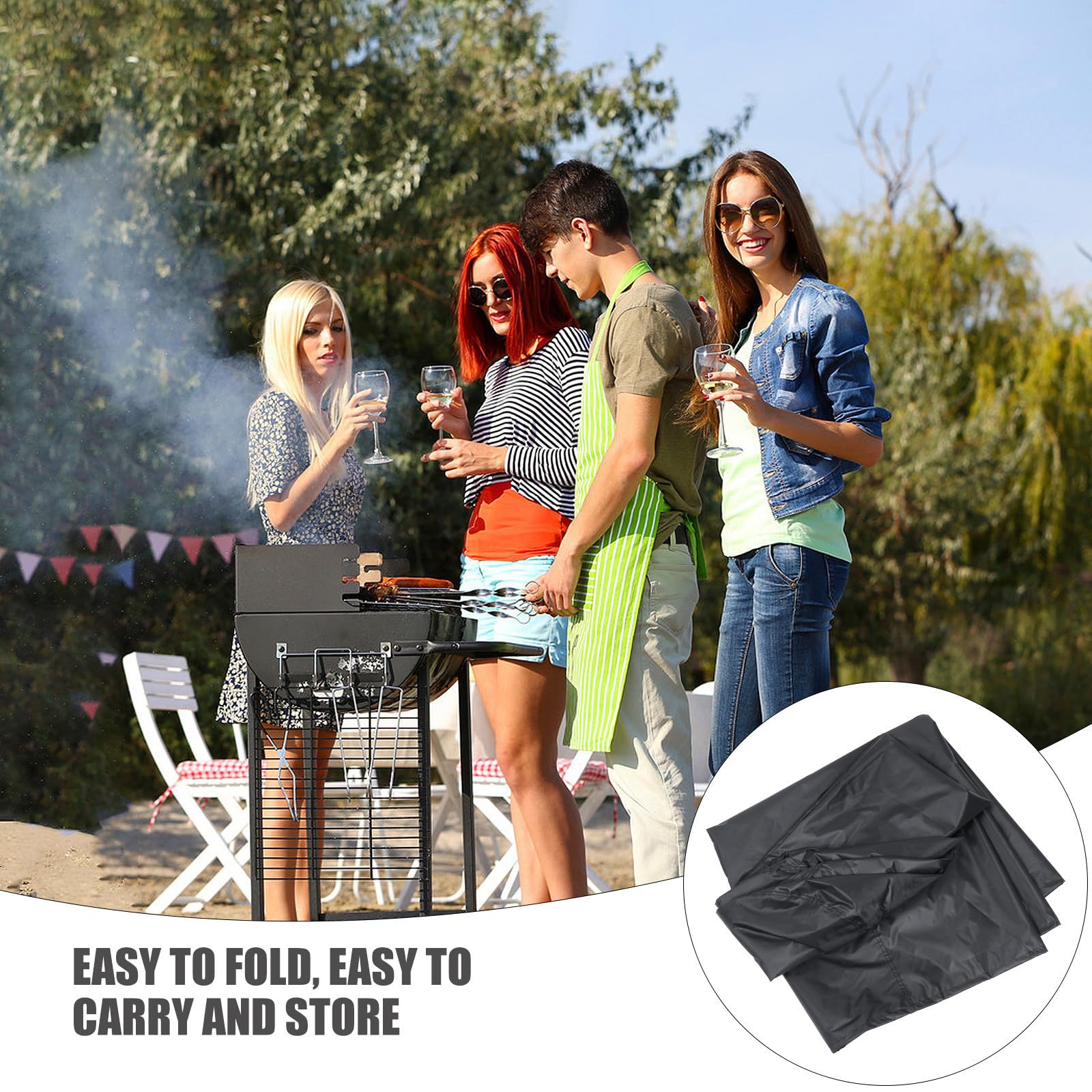 ORFOFE Copertura e Design in Poliestere per Barbecue da Esterno Cinghie di Fissaggio Protezione Resistente a e Sole