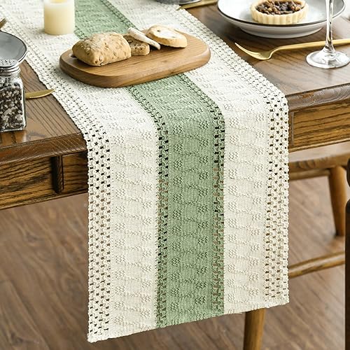 Artoid Mode Light Green Farmhouse Rustic Table Runner, Seasonal Holiday
