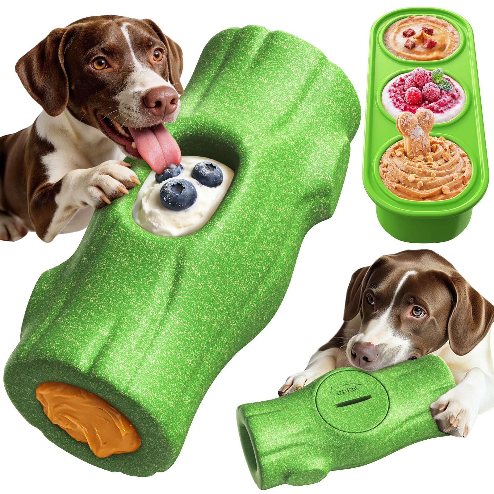 KADTC 3 in 1 X-Large Size Durable Dog Fillable Toy,Peanut Butter