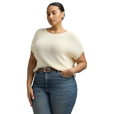 Lauren Ralph Lauren Plus Size Rib Knit Short Sleeve Sweater Women