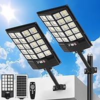 Vista 9 de Solar Street Light with Remote, Waterproof Motion Sensor Flood Light, Dusk to Dawn Outdoor Security Lighting for Yard, Garden, Pathway (1 Pack)