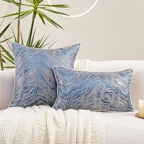 Miniatura 6 de Funda de cojín Avigers cuadrada, de 45x45cm, diseño con bordado a rayas abstractas doradas, funda de cojín decorativa, moderna de lujo, para sofá,